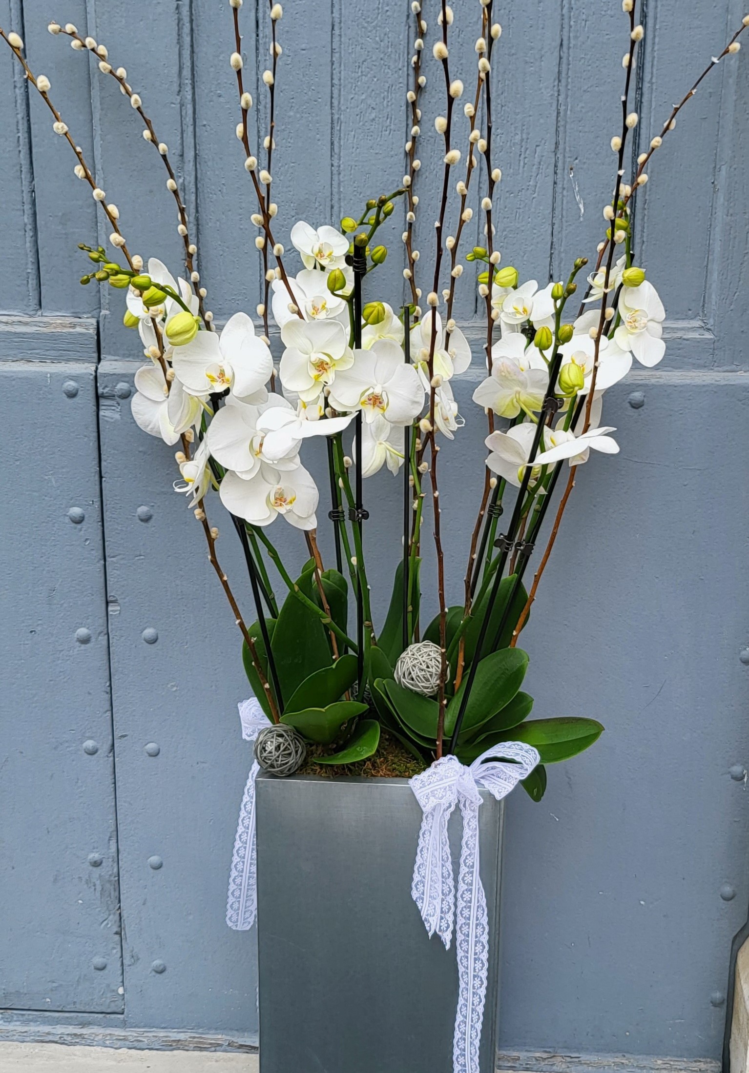 Coupe d'orchidées blanches 8 branches Phalaenopsis